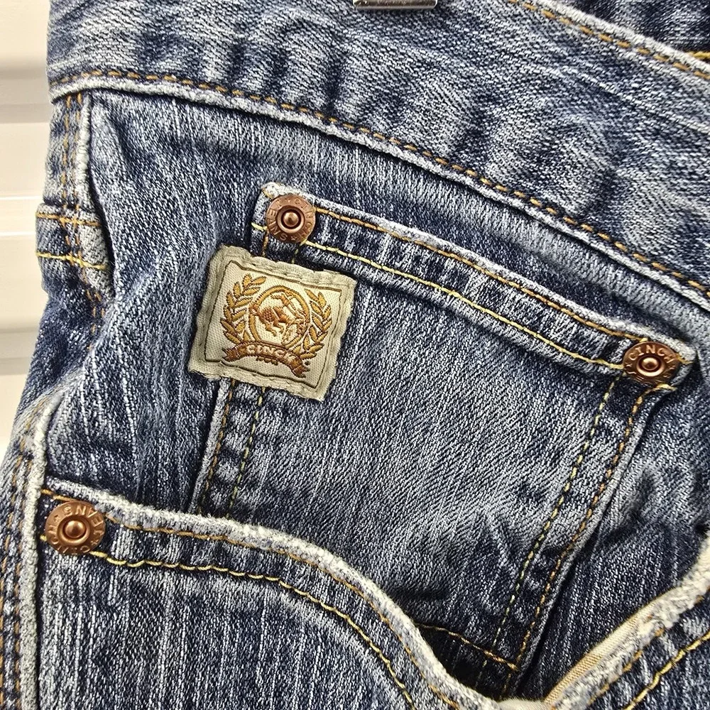 Cinch Mens Jeans 37x31 Blue Straight Leg Western Cowboy Denim Distressed